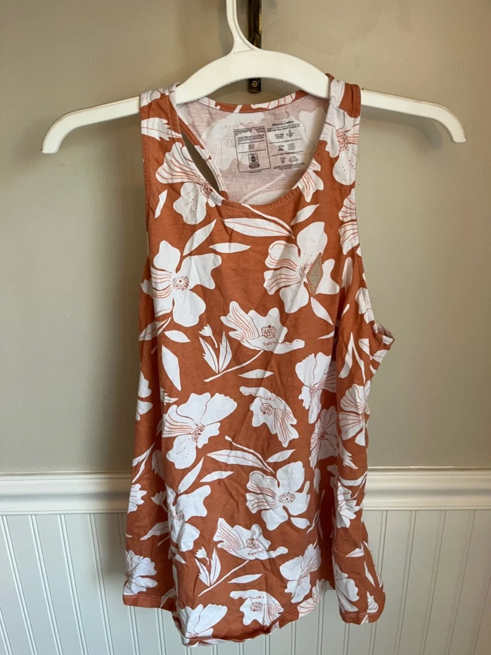 Patagonia Wander Crest Organic Cotton Orange Racer Back Tank Top Size Medium M